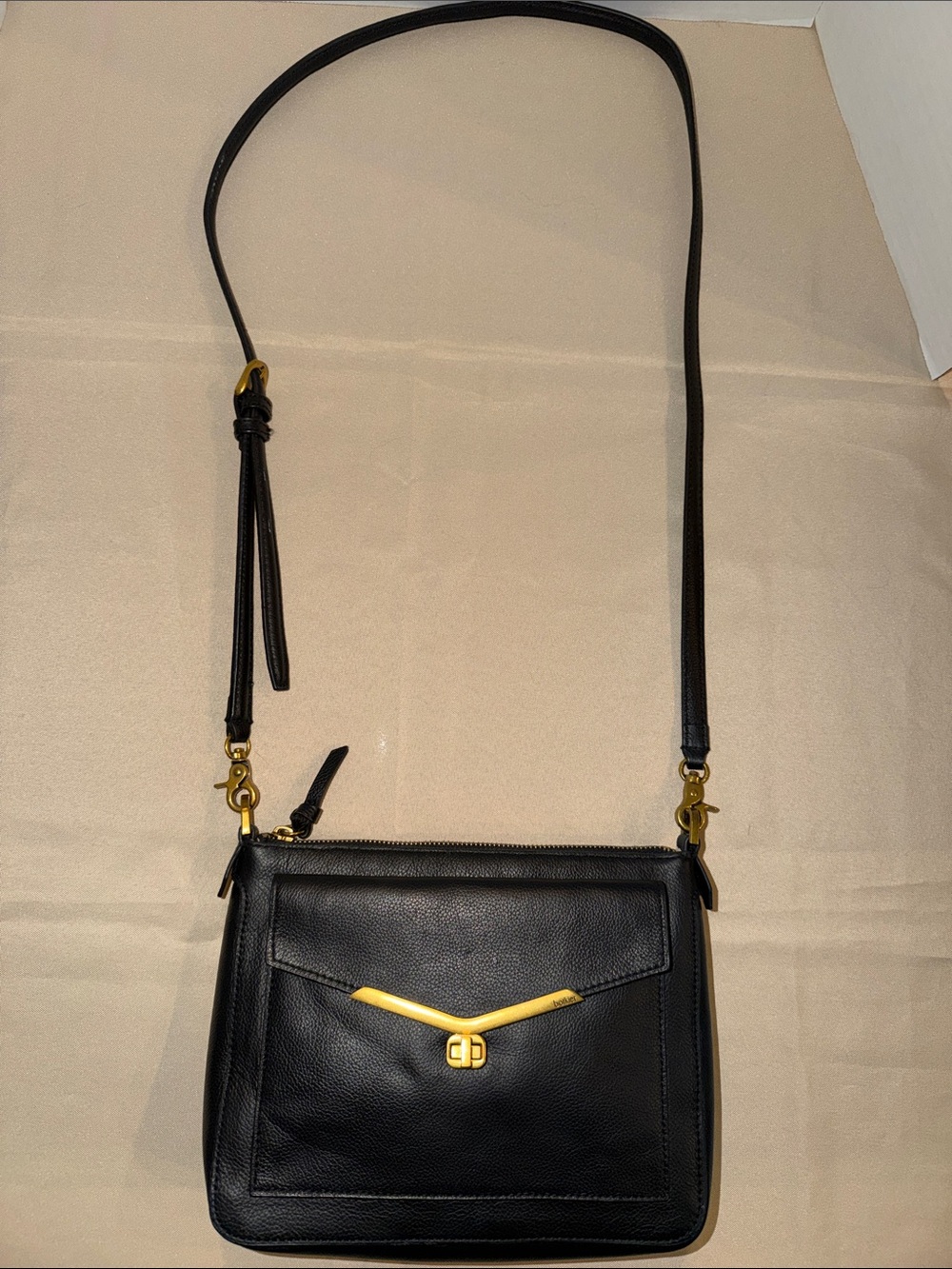 BAGS - Botkier Valentina Black Leather Crossbody Bag w/Gold Accents